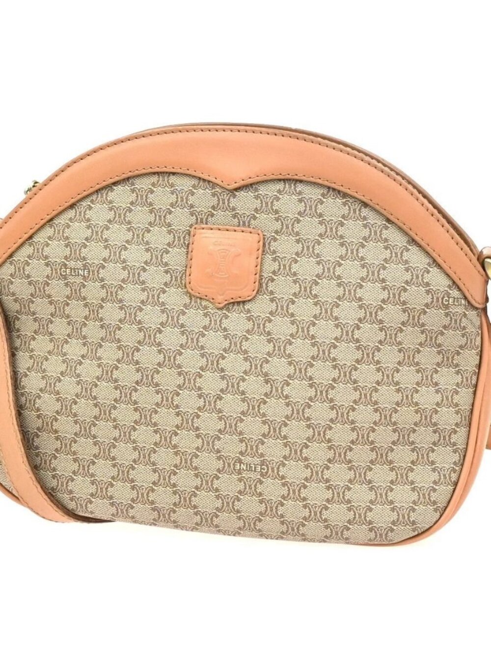 CELINE Macadam Pattern Crossbody Shoulder Bag PVC Leather Brown Italy 62KC868